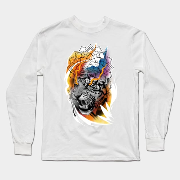 Tiger Long Sleeve T-Shirt by Lazrartist